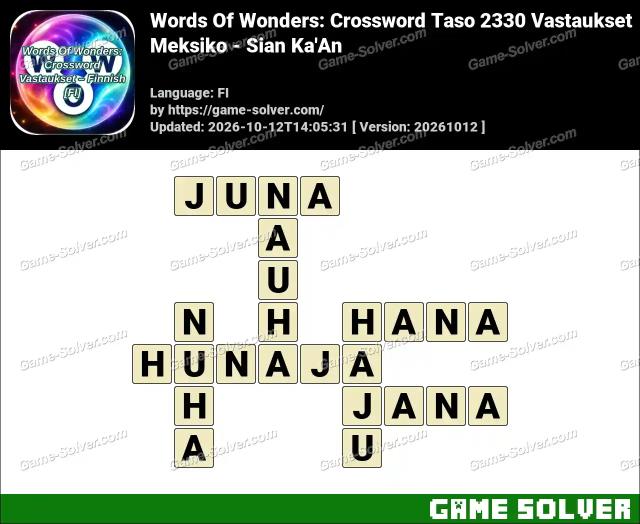 Words Of Wonders: Crossword Taso 2330 Vastaukset – Meksiko – Sian Ka’An